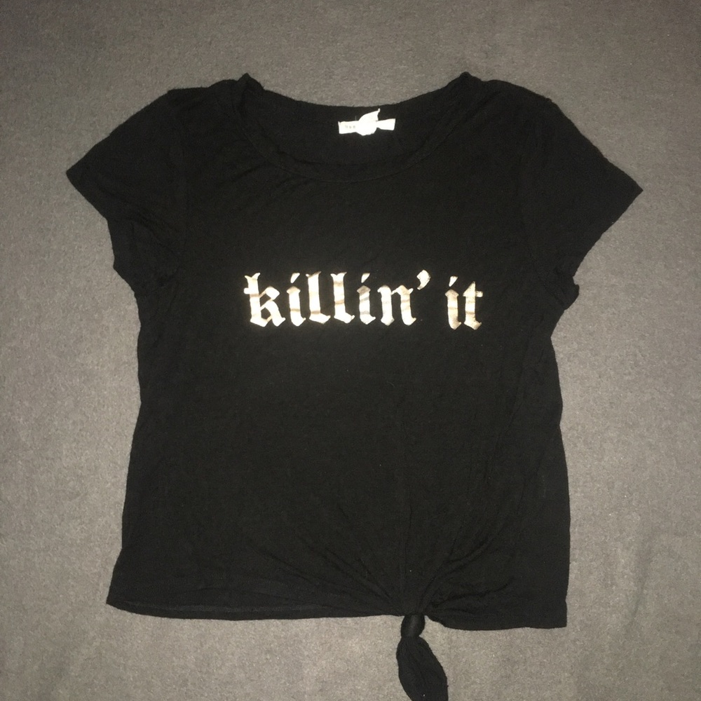 Women’s Cute Black “Killin’ It” Knotted Tee Shirt
